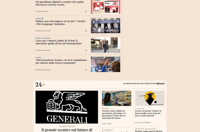 Al via su IlSole24Ore.com la nuova sezione dedicata alla scuola e le Newsletter dedicate